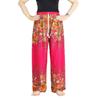 Брюки для дома в стиле хиппи-шик розового цвета с принтом слонов — один размер, со шнурком
