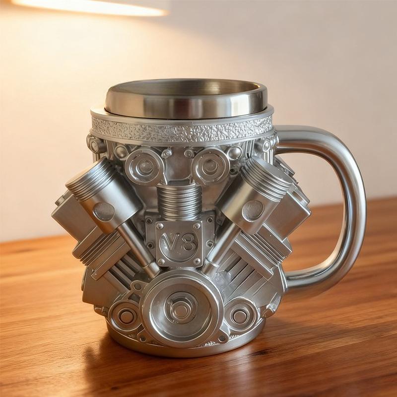 Кружка из смолы с двигателем V8 и внутренней вставкой, высококачественная механическая декоративная ручная работа