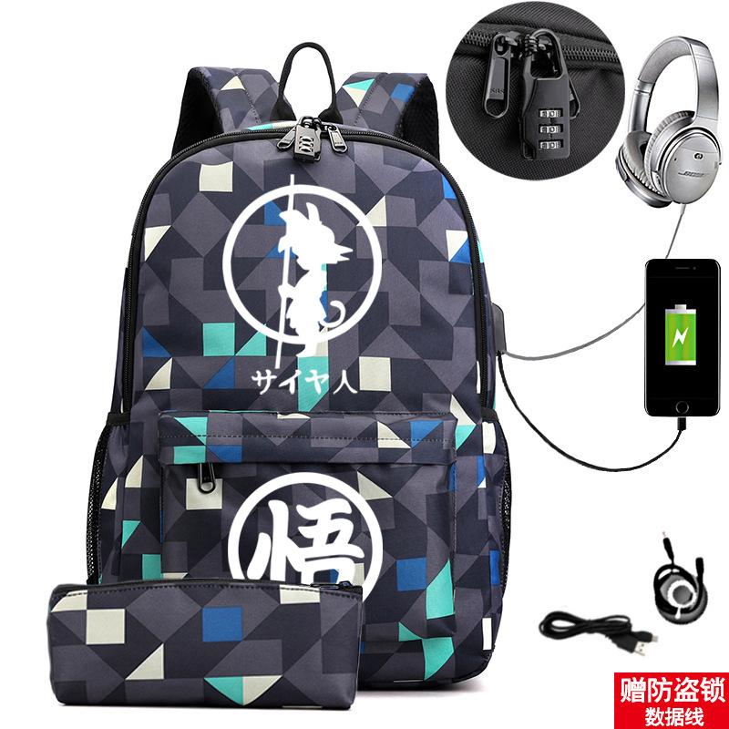 Football Printed Student Backpack Multifunctional Usb Interface Large Capacity Leisure Travel Backpack