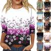 Women's Fashion Casual Seven Sleeve Printed Round Neck T-Shirt Top