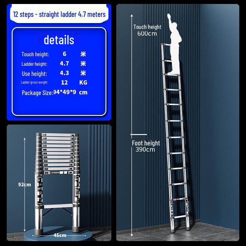 Многофункциональная складная телескопическая лестница из нержавеющей стали