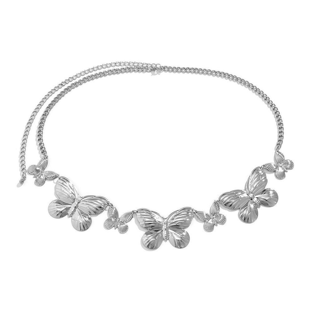 Punk Butterfly Waist Chain Hip Hop Dress Belt Chain Fashion Metal Chain Waistband for Women