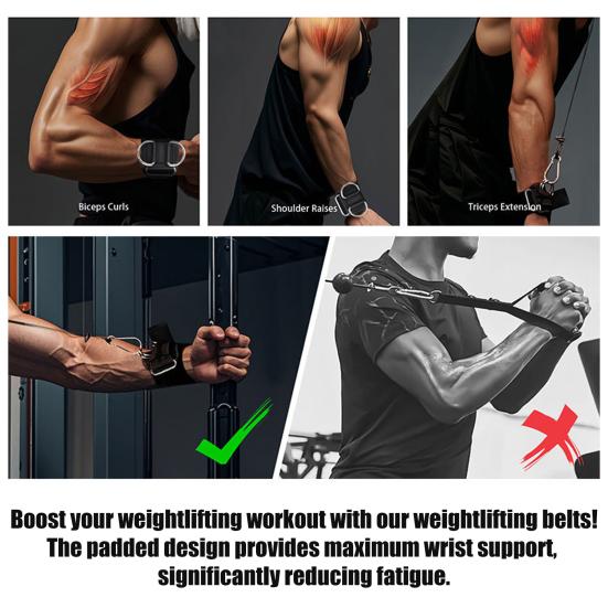 2Pcs Weight Lifting Straps with D Rings Heavy Duty Cable Machines Attachments Wrist Straps Men Women Gym Workout Pull-up Deadlifts Lifting Straps