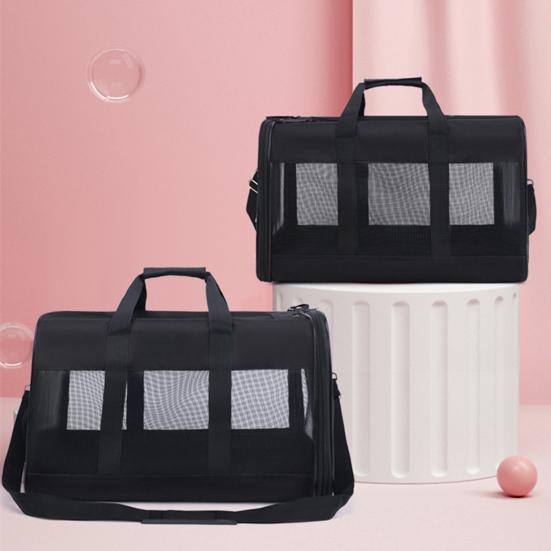 Portable Cat Carrier Bag Breathable Mesh Anti-Lost Pocket Smooth Zipper Pet Out Pouch for Puppy Travel