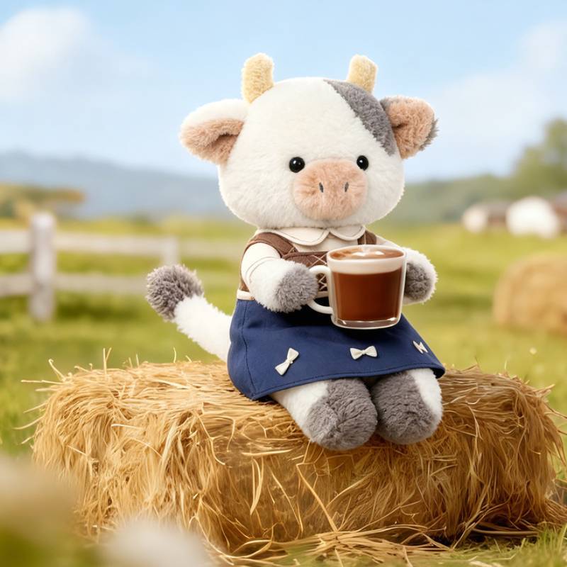 Assorted Farm Style Short Plush Stuffed Toy Bear Deer Sheep Cow Squirrel Kids Companion Doll