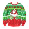 Christmas Sweatshirt Couples Santa Elk Print Long Sleeve Crew Neck Fall Casual Top