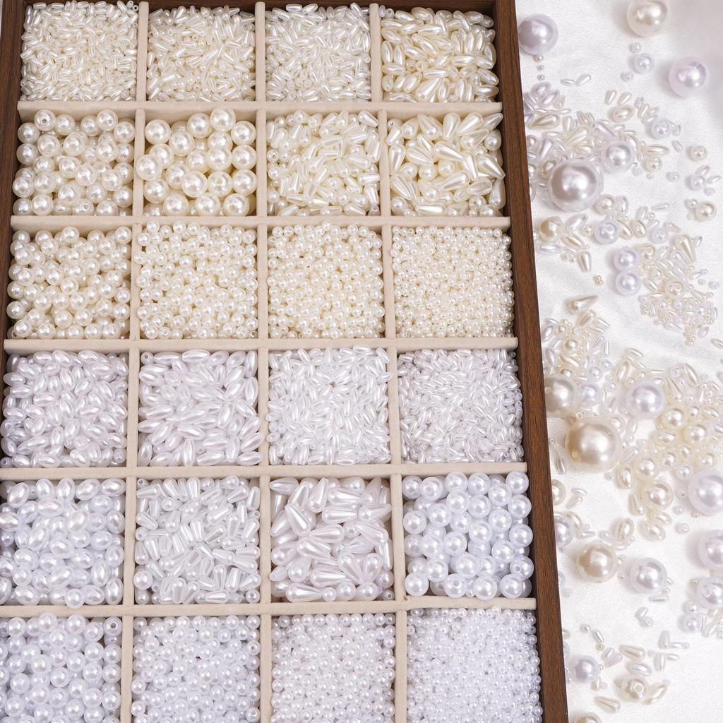 50/100Pcs White High Brightness ABS Water Droplet Shaped Imitation Pearls Scattered Beads For DIY Bracelets Necklaces Jewelry Making