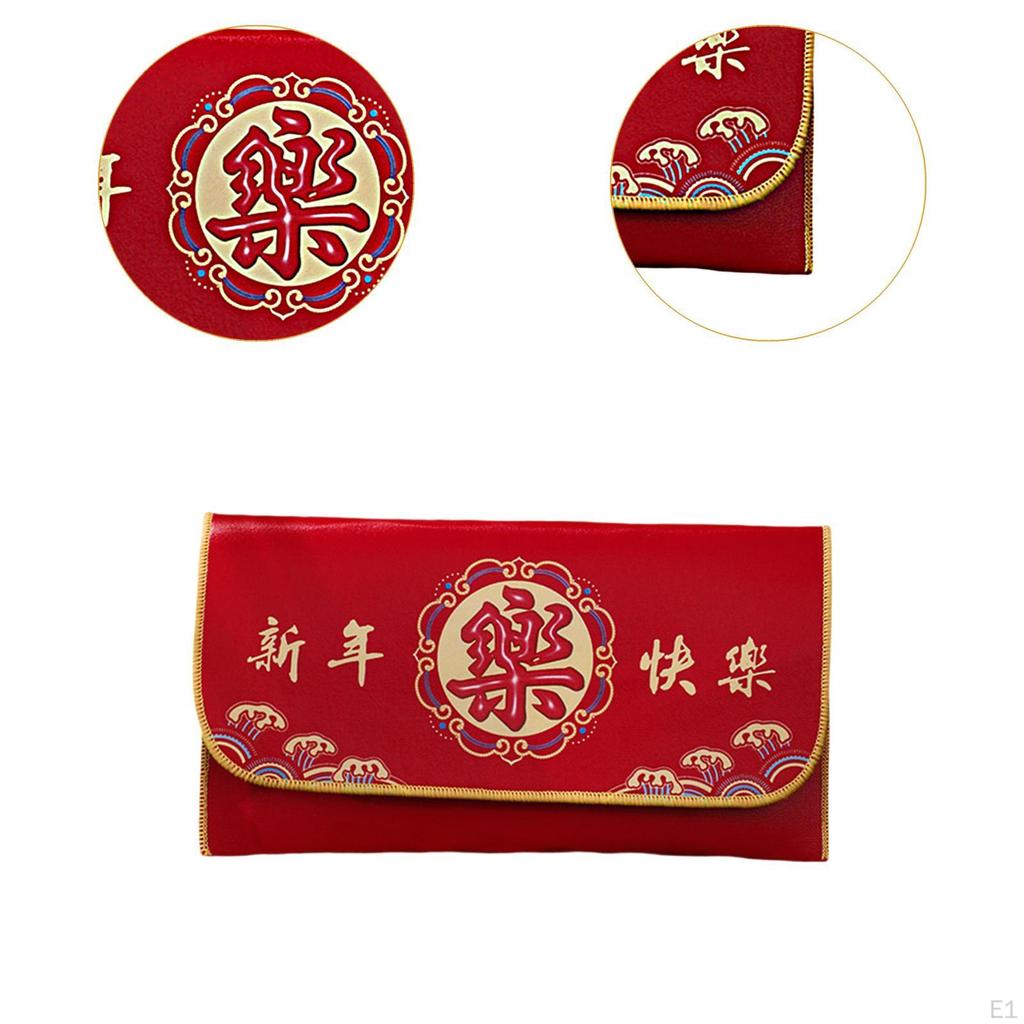 Китайский лунный год красный конверт искусственная кожа традиционная карта Хунбао для