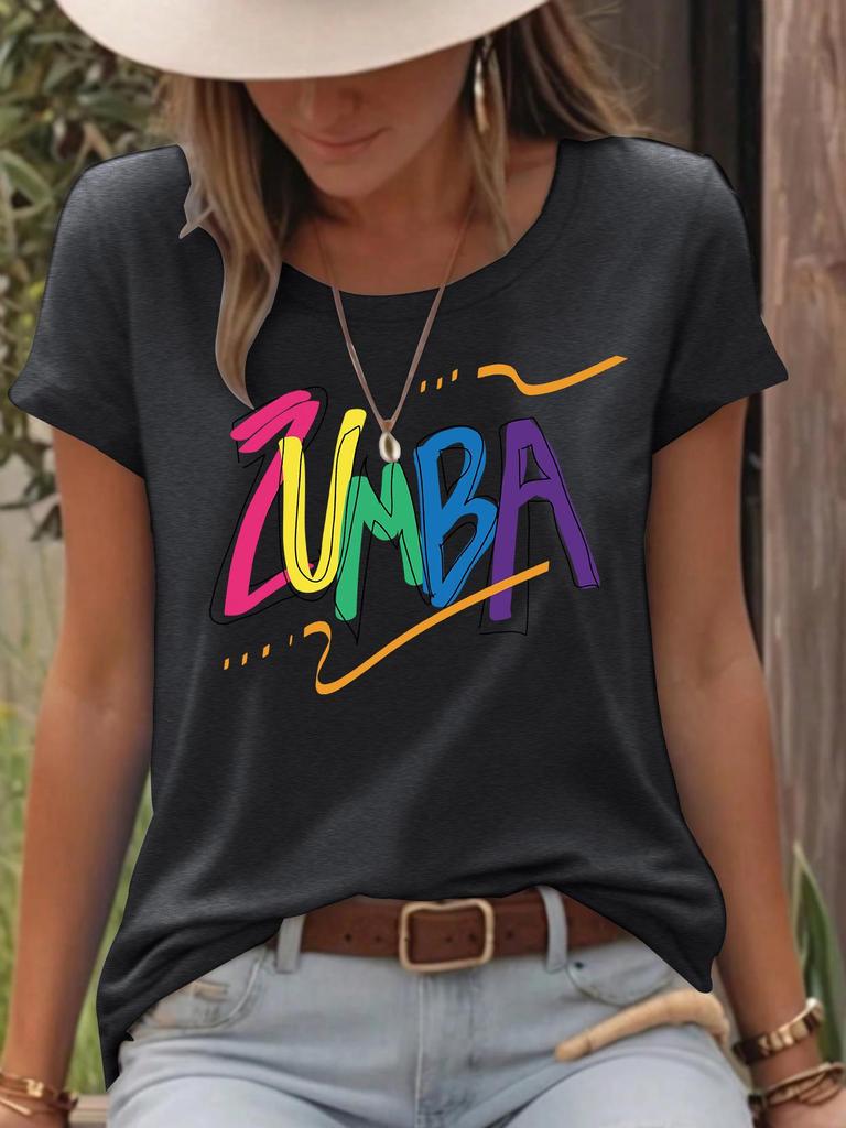 Женская красочная футболка свободного кроя с коротким рукавом и принтом ZUMB