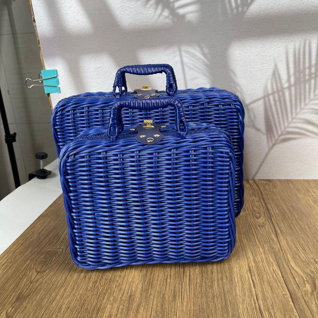 Винтажная плетеная корзина для пикника и ящик для хранения - Идеально для фотографий, подарков подружкам невесты или друзьям жениха