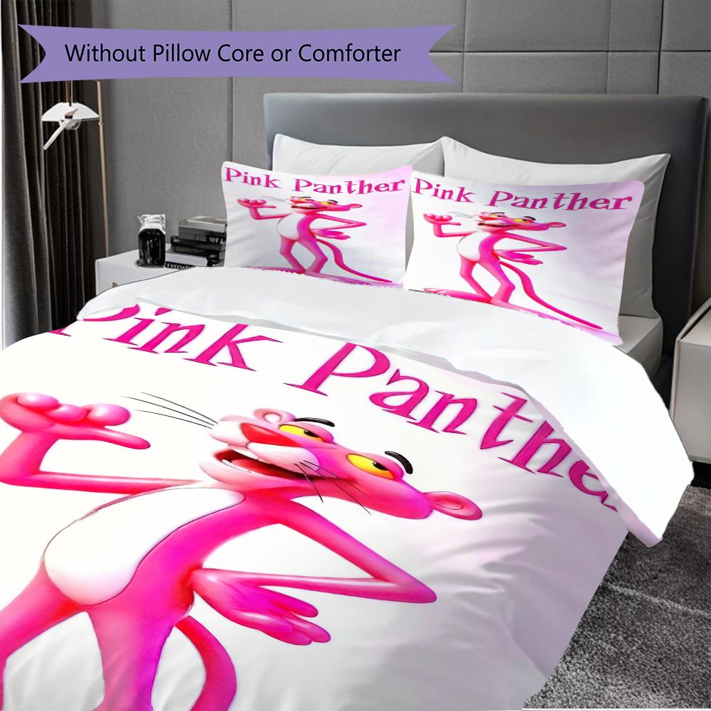 Pink Panther Cartoon Threepiece Set Without Core 1 Duvet Cover 2 Pillowcase Without Core Duvet Cover And Pillowcase Soft And Comfortable