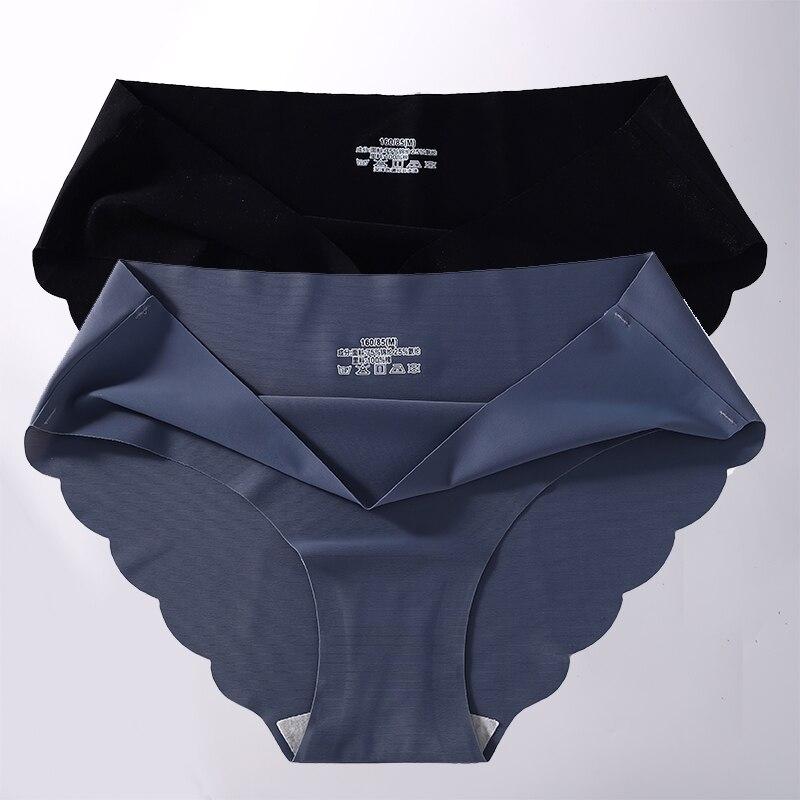 2Pcs/Set Seamless Silk Women's Panties Briefs Women Underwear Female Underpants Comfortable Silk Panty Sexy Woman Lingerie M-XL
