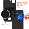 For iPhone 17 Case Liquid Silicone Card Holder Back Phone Cover with Lanyard
