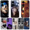 Чехол для телефона с забавным мультяшным котом для Huawei p50 P40 p30 P20 10 9 8 Lite E Pro Plus, черный чехол Etui с рисунком Hoesjes comic fas