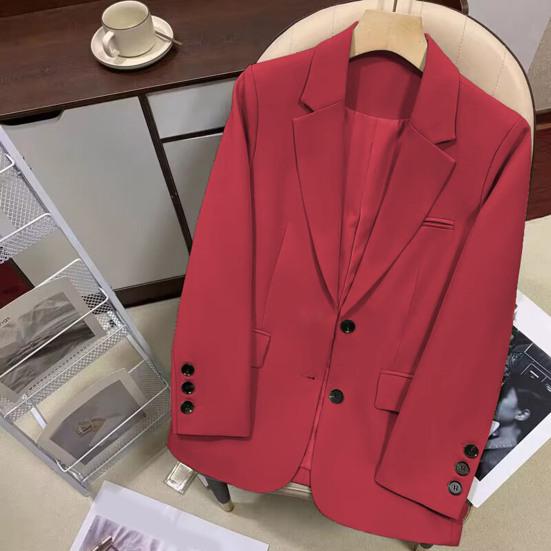 Женский повседневный пиджак с воротником-лацканом, осенний пиджак для офисной леди, винтажный свободный костюм для повседневной носки