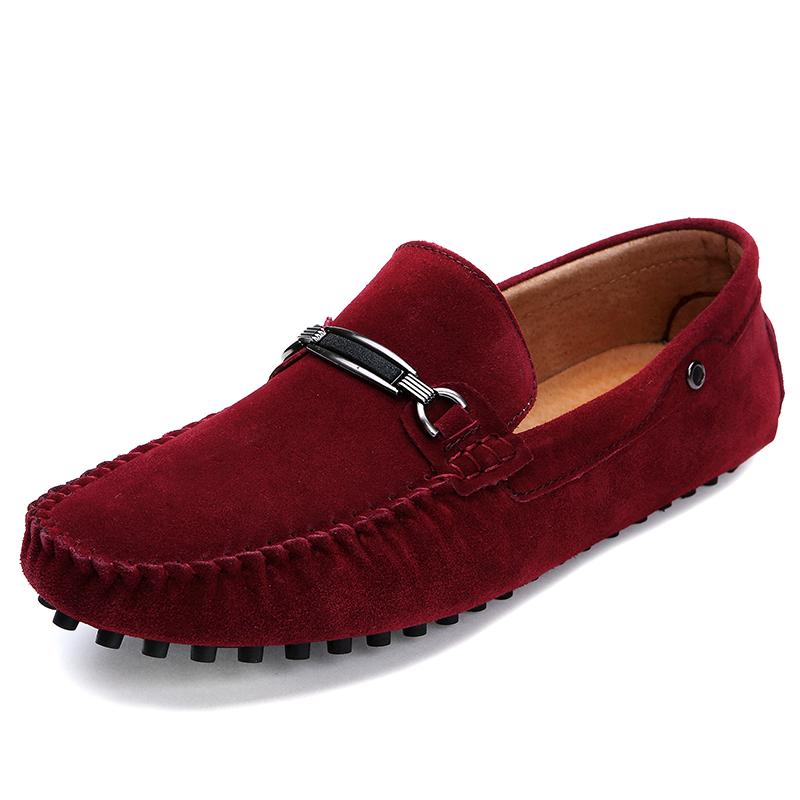 New Suede Leather Casual Shoes Mens Fashion Slip-on Rivets Party Wedding Loafers Moccasins Men Light Comfortable Driving Flats