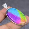 Радужный солнечный кварц драгоценный камень ручной работы подвеска из стерлингового серебра 925 пробы 2,17" H4S25