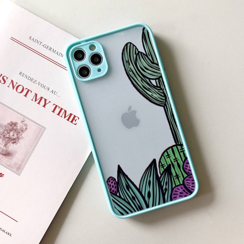 Чехол для телефона с рисунком кактуса, матовый прозрачный для iphone 11 12 13 7 8 plus mini x xs xr pro max чехол