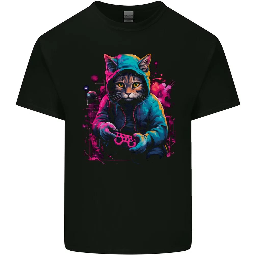 Gaming Cat Cool Gamer Video Games Unisexs Light Cotton TShirt