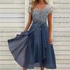 Women Summer V-neck Short Sleeve Swing Dress Evening Cocktail Party Midi Gown Plus Size