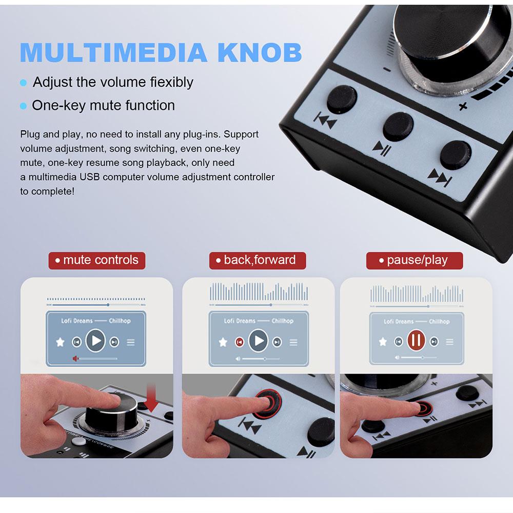 USB Контроллер громкости ПК Аудиорегулятор с отключением звука одним касанием 3 режима Plug & Play для Win7 8 10 Mac Громкость динамика