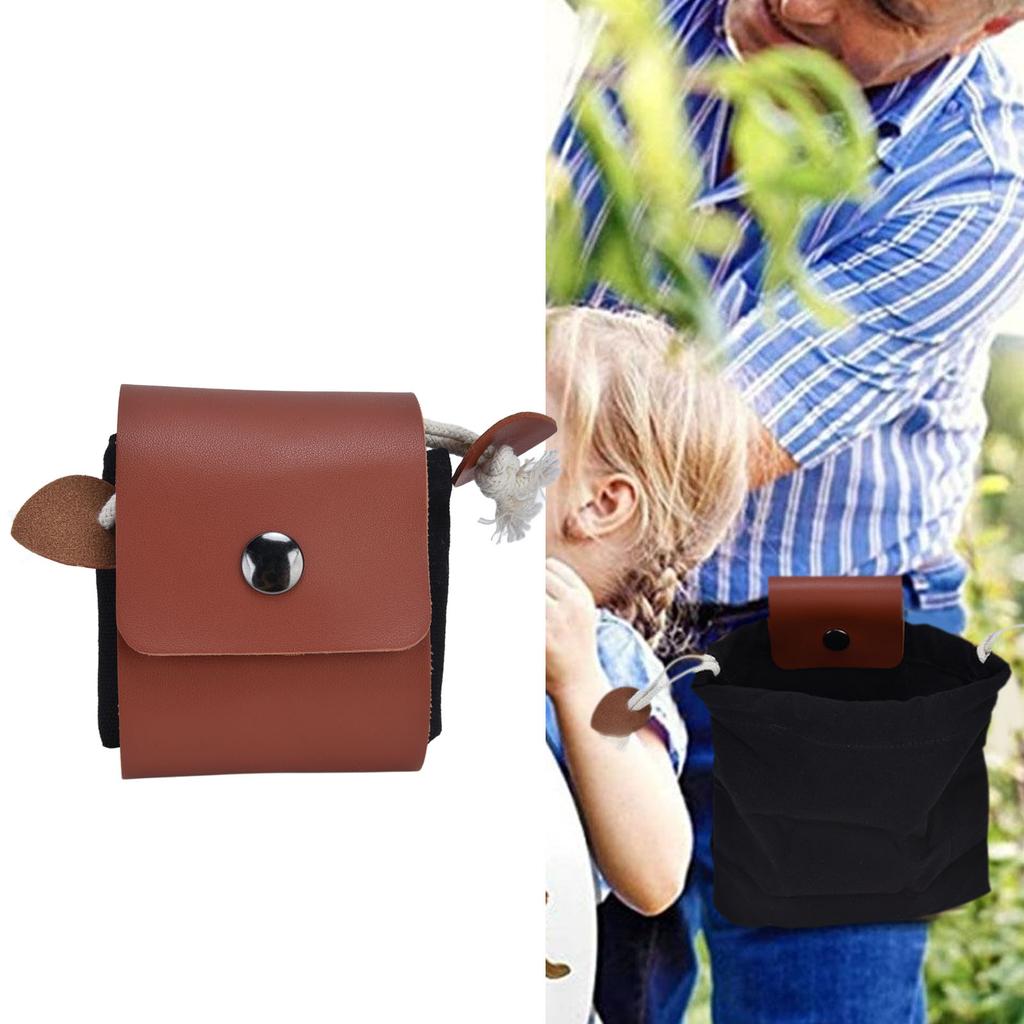 Foraging Pouch PU Leather Fruit Picking Storage Bag Waist Hanging Tool Bag for Outdoor Camping