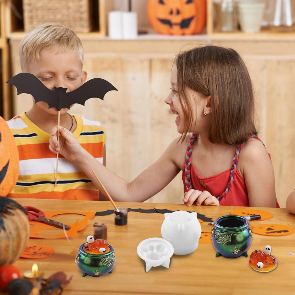 Контейнер-котел на Хэллоуин, форма для эпоксидной смолы для DIY, гипсовая коробка для хранения, силиконовые формы, подарок на Хэллоуин, шкатулка для драгоценностей, материалы для литья