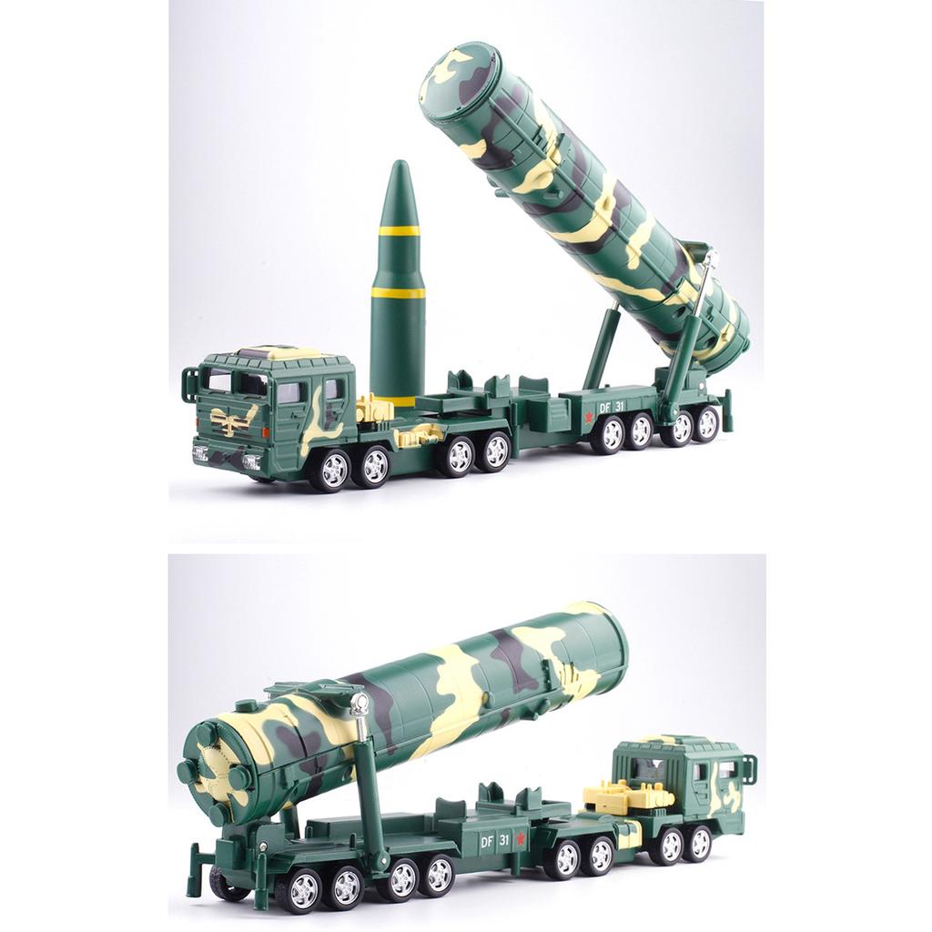 Масштаб 1/64, китайская ракета-пусковая машина для межконтинентальной ракеты DF-31A, литая под давлением модель игрушки, автомобиль со звуком и светом для детей, коллекция для малышей