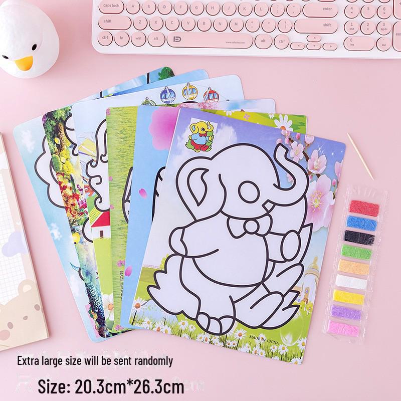 Набор для рисования желтым песком ручной работы - детская развивающая игрушка для рисования скребками