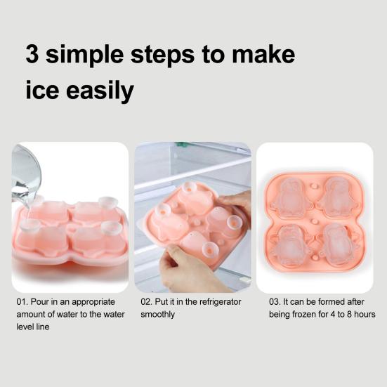 Penguin Shaped Ice Cube Trays 3D Ice Cube Mold Easy Release Slow Melting Ice Maker for Whiskey Cocktails Brandy Coffee