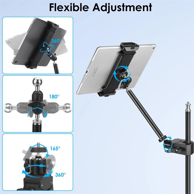 Mic Music Stand Tablet Phone Holder Aluminum Mountfor 4.7-13.5" Ipad Pro Air Iphone Surface