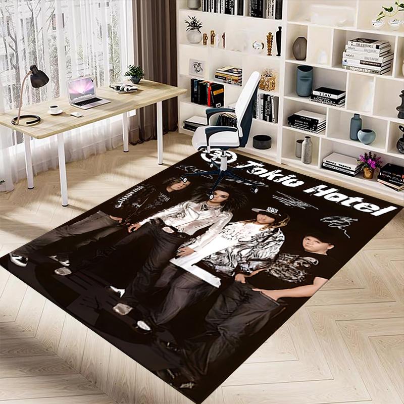 Ковер с портретом группы Tokio Hotel для игровой комнаты, спальни, гостиной, дивана, домашнего декора, нескользящий коврик для игровой зоны детей