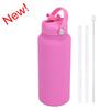 1L Stainless Steel Vacuum Insulated Water Bottle With Handle Straw Lid Outdoor Sports Travel