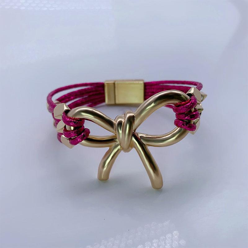 Трендовый европейский и американский кожаный браслет с магнитной пряжкой-бантом - Модные женские украшения на Рождество
