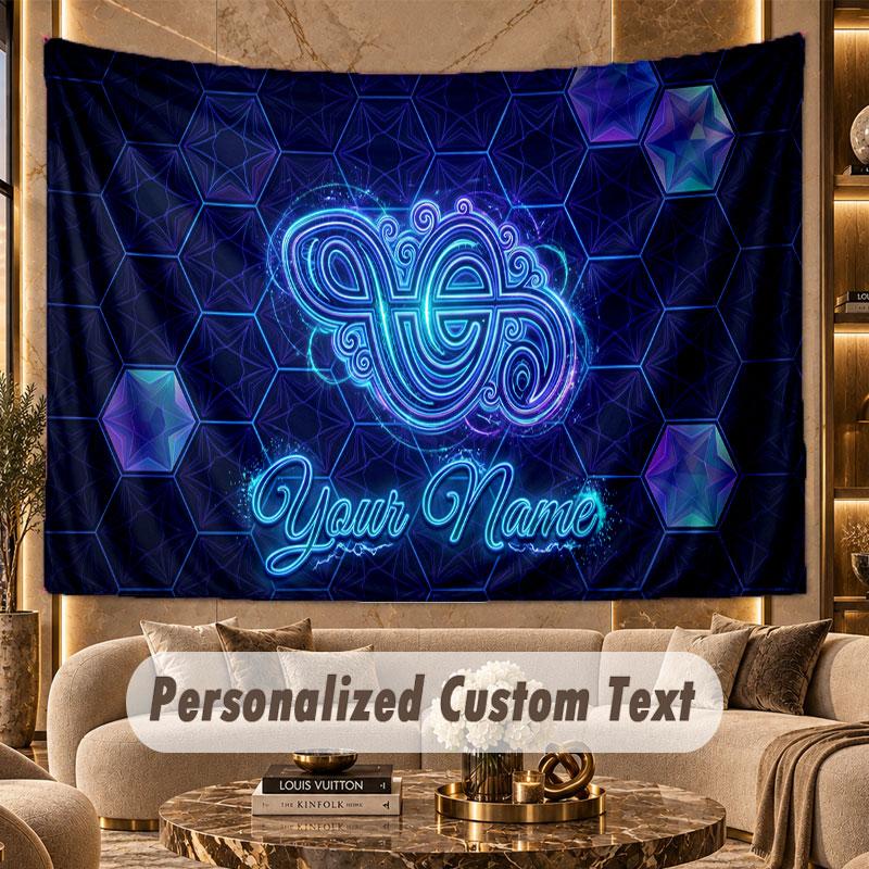 Neon Colorful (1) Theme Personalized Tapestry Custom Name Text Wall Hanging Tapestry Home Background Decoration