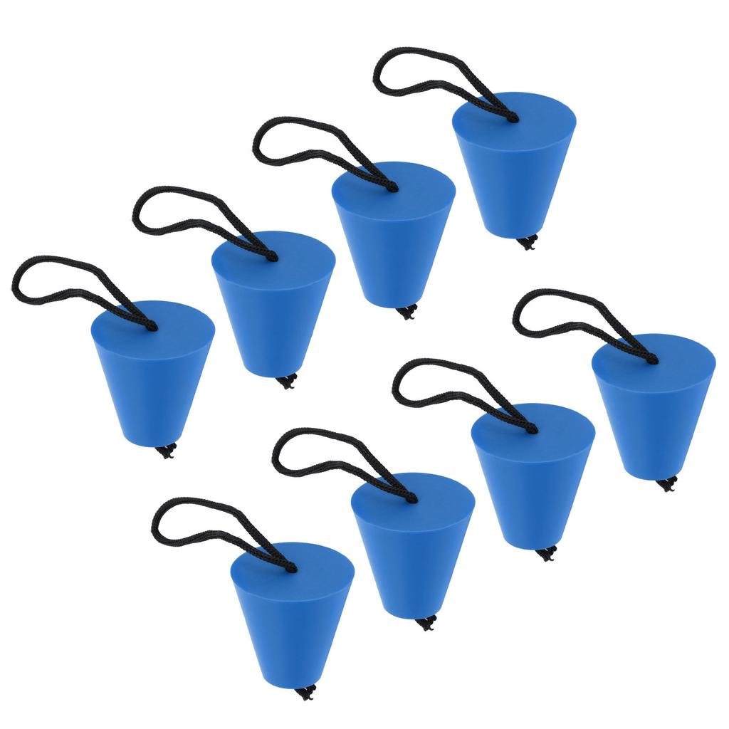 8Pcs Set Kayak Scupper Plug Silicone Drain Hole Bung Stopper with Lanyard for CanoeBlue