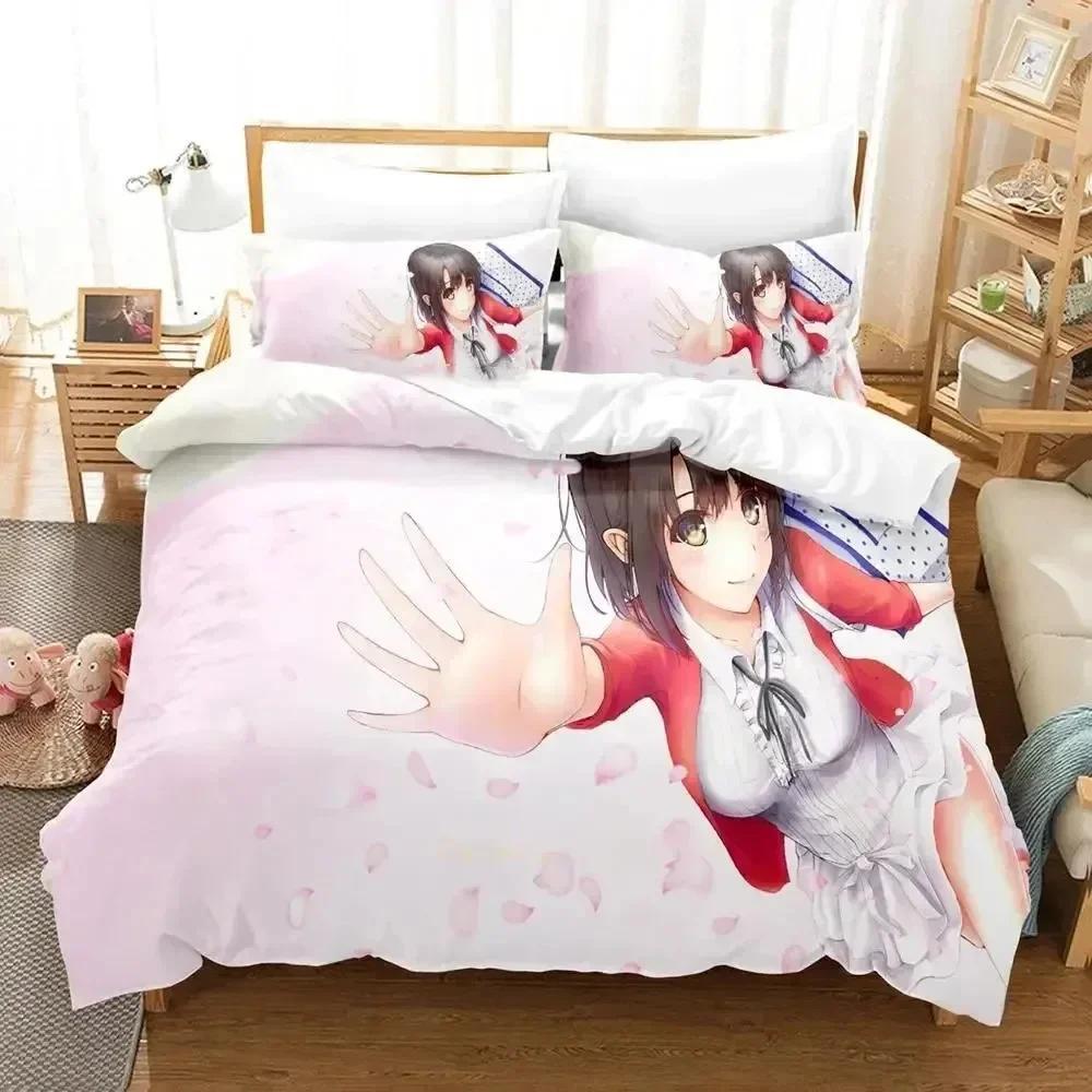Luxury New 3D Print Anime Megumi Kato Saekano Bedding Set Duvet Cover Bed Set Quilt Cover Pillowcase Queen Boys Adult Bedding