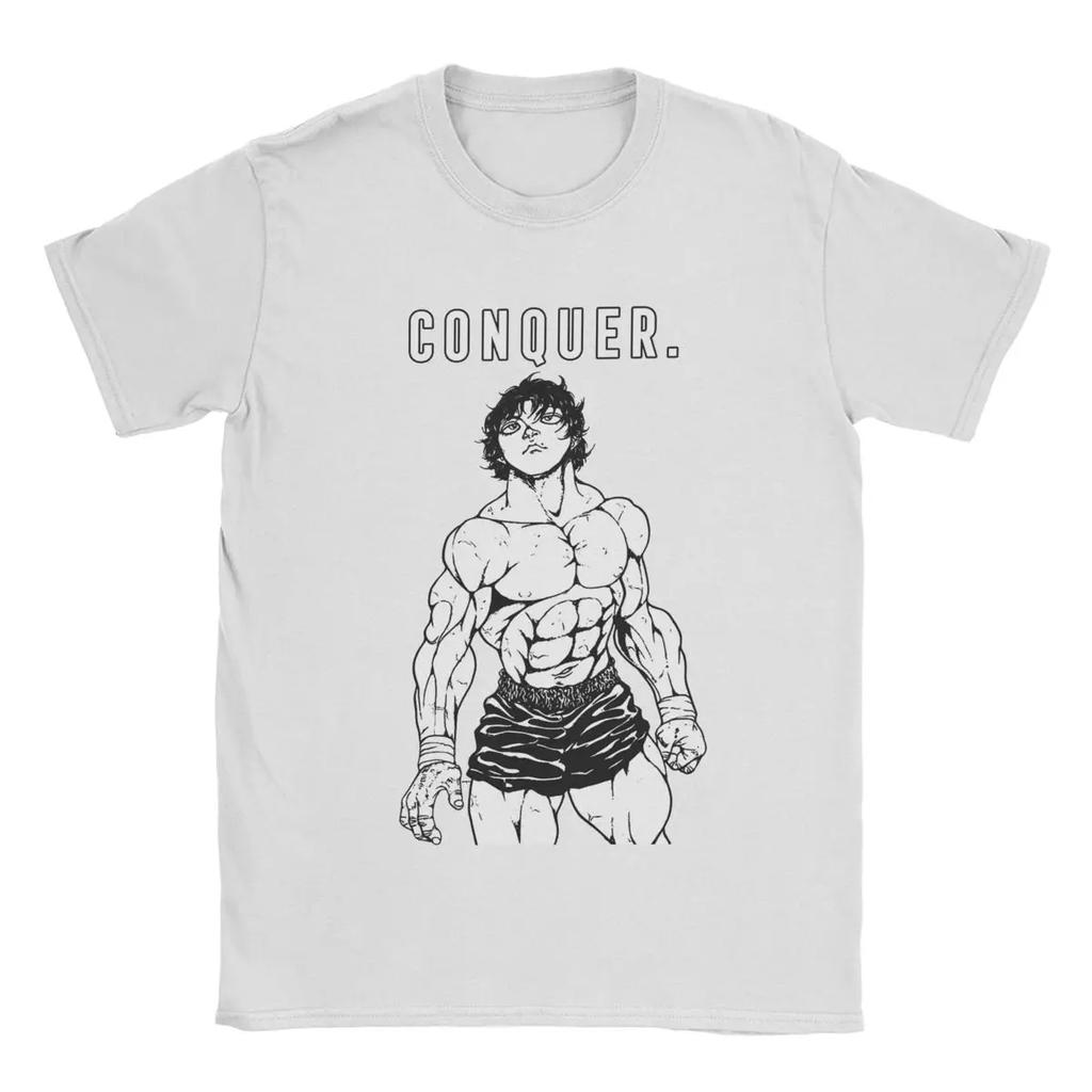 Летняя футболка Харадзюку на заказ мужская Баки Ханма Завоеватель Смешная хлопковая футболка с коротким рукавом Аниме футболки Круглый вырез Топы 5XL