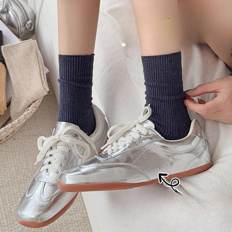 Женские носки до середины икры, Весенне-осенние хлопковые носки, Длинные носки, Однотонные, Универсальные осенние бесшовные махровые носки