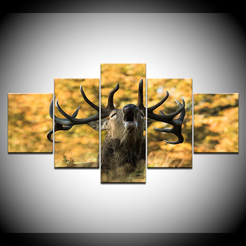 Canvas Painting Deer shouting 5 Pieces Wall Art Painting Modular Wallpapers Poster Print for living room Home Decor