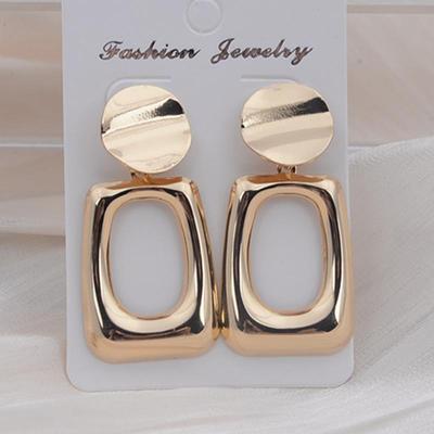 Простые массивные квадратные серьги-капли для женщин, золотые, серебряные, модные серебряные игольчатые геометрические серьги, женские популярные украшения