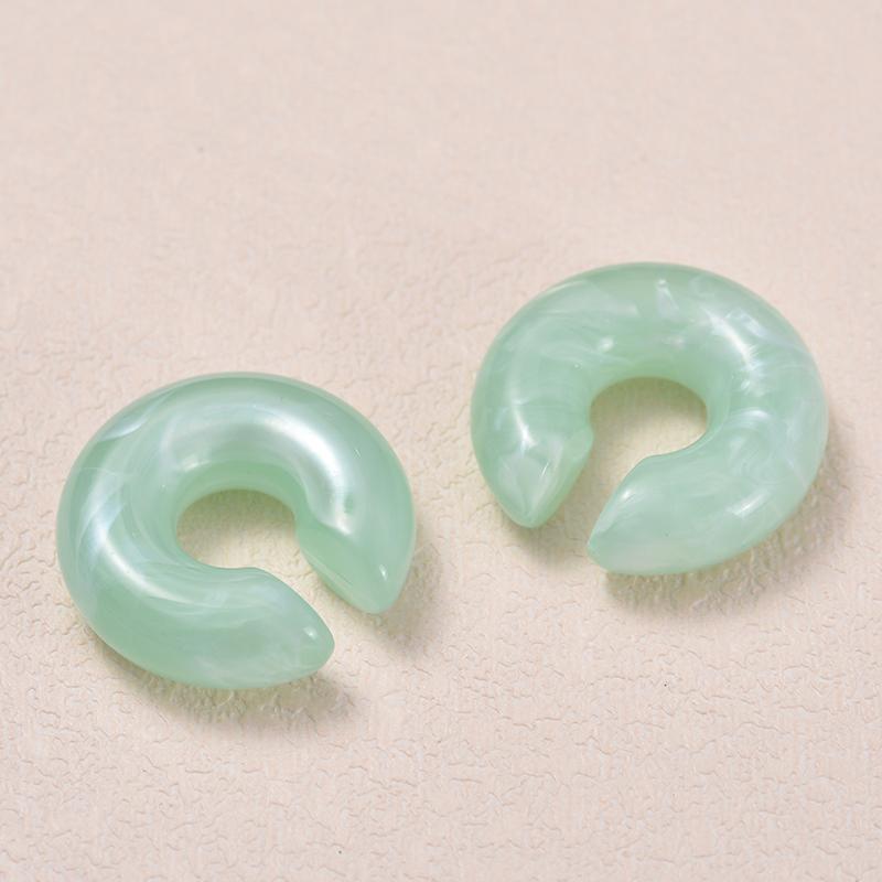 1 Pair Simple Smooth Circle Round Ear Clip On Earrings For Women C Shape Resin Without Piercing Fake Cartilage Ear Cuff Zircon