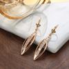 Water Drop Leaves Zircon Rose Gold Color Earrings for Women Luxury Temperament Engagement Party Jewelry