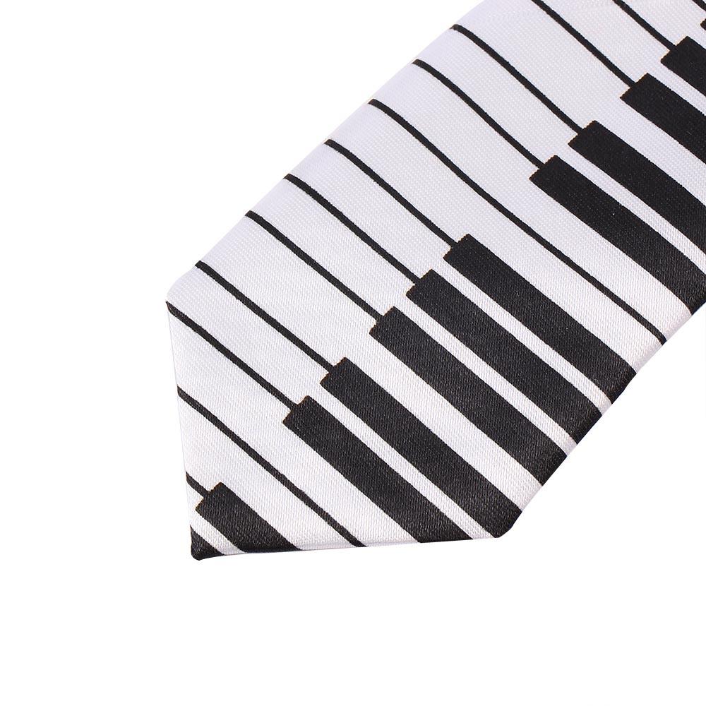 Gifts Classic Fancy Dress for Men Black & White Skinny Tie Music Tie Piano Keyboard Necktie