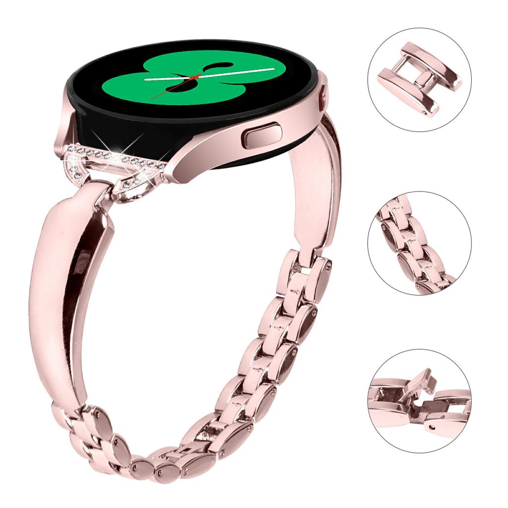 Watch Band for Samsung Galaxy Watch7 44mm/40mm Replacement Strap D-Shape Rhinestone Decor Alloy Watch Band