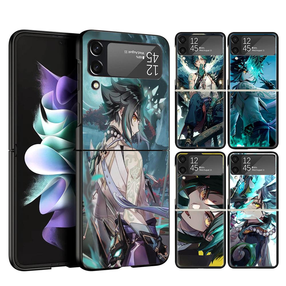 Xiao Genshin Impact Cover Phone Case For Samsung Galaxy Z Flip 7 6 5 4 3 5G Flip7 Flip6 Flip5 Flip4 Flip3 Black Fundas Shell Gal