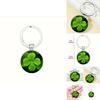 Lucky Four Leaf Clover Pendant Keychain With Zinc Alloy Silver Finish For Gift Giving And Celebration