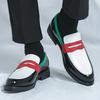 Designer New White Red Mixed Color Leather Shoes For Men Pointed Penny Loafers Wedding Dress Prom Formal Footwear Zapatos Hombre