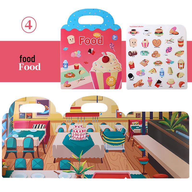 Washable Educational Sticker Book for Early Education: 10 Fun Themes for Toddlers and Kindergarten