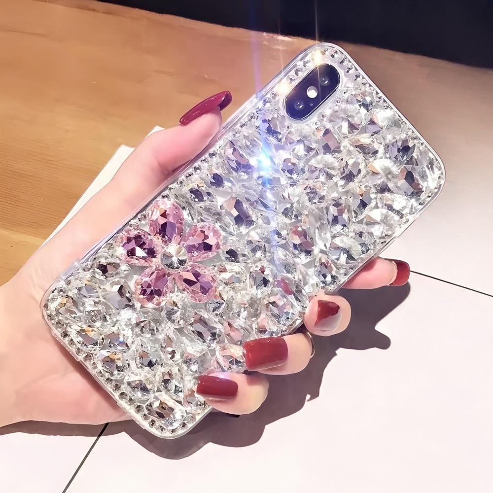 Чехол для телефона с блестками и стразами в виде цветка для VIVO Y39 Y58 Y78 Y27S Y77T Y17S Y27 Y22 Y21 Y20 Y19S 4G 5G Сверкающий хрустальный алмазный чехол